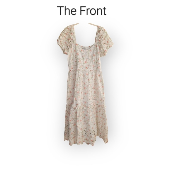 LoveShackFancy x Target Eyelet Midi Dress Pastel Puff Sleeve Fairycore XL Cotton - Picture 5 of 13